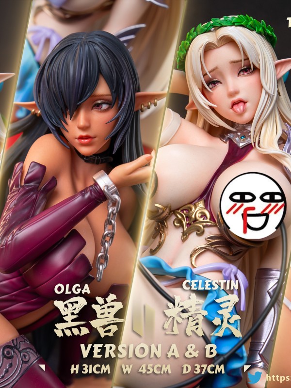 Dragon X POP Studio Twin Series 002 Kuroinu Olga & Elf Celestin Hot Sexy 1/4 Statue